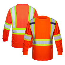 High Visibility Orange Long Sleeve Safety t-shirts